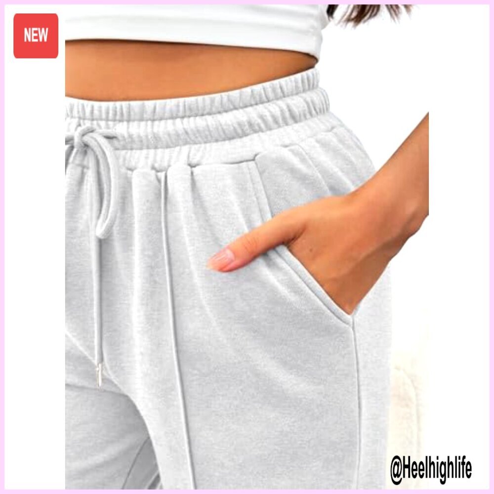 Wide Leg Sweatpants High Rise Barrel Lounge Track Pants Comfy Joggers - Picture 5 of 6